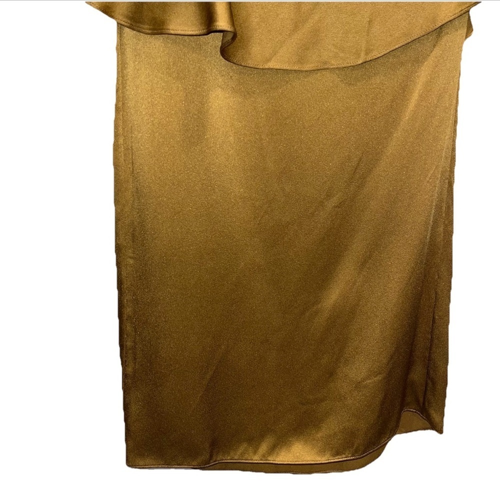 Saint Laurent Gold Satin One Shoulder Ruffle Mini Dress FR 38 US 6 NWT Cocktail - Picture 13 of 16